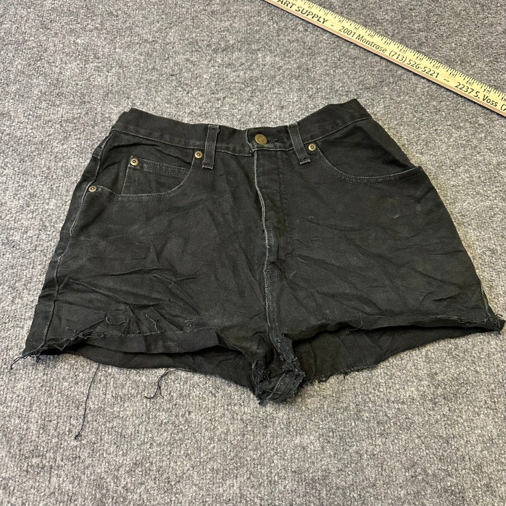 Eddie Bauer Shorts Womens Size 8 Black Denim High Waisted Frayed Raw Hem Casual